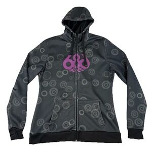 686 Full Zip‎ Hoodie Womens Large Performance Dry Fleece Geometric Print